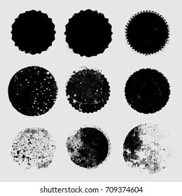 Grunge post Stamps Collection, Circles. Banners, Insignias , Logos, Icons, Labels and Badges Set . vector distress textures.blank shapes.