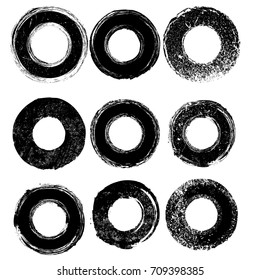Grunge post Stamps Collection, Circles. Banners, Insignias , Logos, Icons, Labels and Badges Set . vector distress textures.blank shapes.
