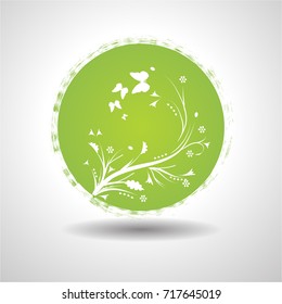 Grunge post Stamps Collection, Circles. Banners, Insignias , Logos, Icons, Labels and Badges Set . vector distress textures. round shapes with floral elements.