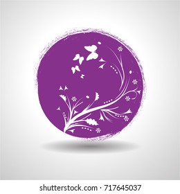Grunge post Stamps Collection, Circles. Banners, Insignias , Logos, Icons, Labels and Badges Set . vector distress textures. round shapes with floral elements.