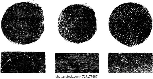 Grunge post Stamps Collection, Circles. Banners, Insignias , Logos, Icons, Labels and Badges Set . vector distress textures.blank shapes.