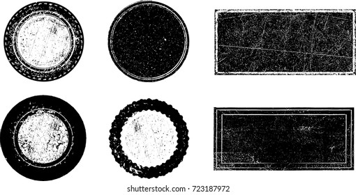 Grunge post Stamps Collection, Circles. Banners, Insignias , Logos, Icons, Labels and Badges Set . vector distress textures.blank shapes.