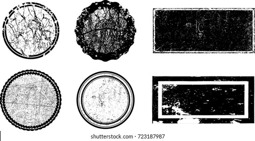 Grunge post Stamps Collection, Circles. Banners, Insignias , Logos, Icons, Labels and Badges Set . vector distress textures.blank shapes.