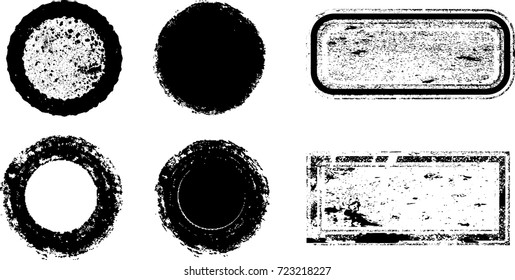 Grunge post Stamps Collection, Circles. Banners, Insignias , Logos, Icons, Labels and Badges Set . vector distress textures.blank shapes.