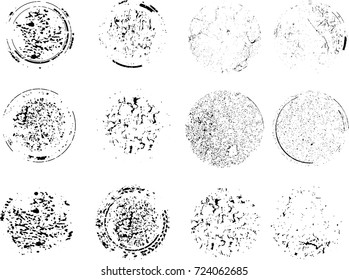 Grunge post Stamps Collection, Circles. Banners, Insignias , Logos, Icons, Labels and Badges Set . vector distress textures.blank shapes.