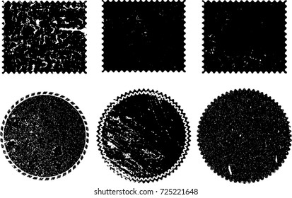 Grunge post Stamps Collection, Circles. Banners, Insignias , Logos, Icons, Labels and Badges Set . vector distress textures.blank shapes.