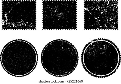 Grunge post Stamps Collection, Circles. Banners, Insignias , Logos, Icons, Labels and Badges Set . vector distress textures.blank shapes.