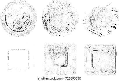 Grunge post Stamps Collection, Circles. Banners, Insignias , Logos, Icons, Labels and Badges Set . vector distress textures.blank shapes.