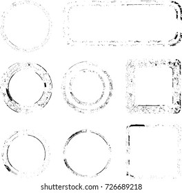 Grunge post Stamps Collection, Circles. Banners, Insignias , Logos, Icons, Labels and Badges Set . vector distress textures.blank shapes.