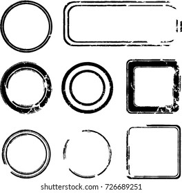 Grunge post Stamps Collection, Circles. Banners, Insignias , Logos, Icons, Labels and Badges Set . vector distress textures.blank shapes.