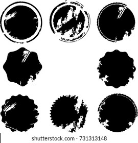 Grunge post Stamps Collection, Circles. Banners, Insignias , Logos, Icons, Labels and Badges Set . vector distress textures.blank shapes.