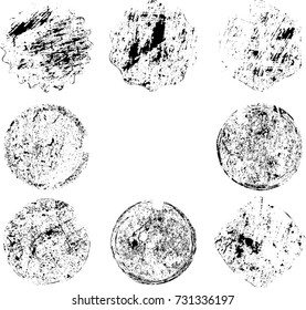 Grunge post Stamps Collection, Circles. Banners, Insignias , Logos, Icons, Labels and Badges Set . vector distress textures.blank shapes.