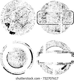 Grunge post Stamps Collection, Circles. Banners, Insignias , Logos, Icons, Labels and Badges Set . vector distress textures.blank shapes.