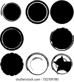 Grunge post Stamps Collection, Circles. Banners, Insignias , Logos, Icons, Labels and Badges Set . vector distress textures.blank shapes.