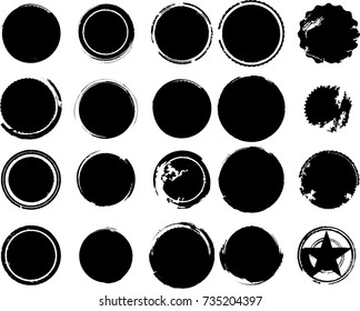 Grunge post Stamps Collection, Circles. Banners, Insignias , Logos, Icons, Labels and Badges Set . vector distress textures.blank shapes.
