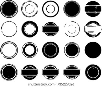 Grunge post Stamps Collection, Circles. Banners, Insignias , Logos, Icons, Labels and Badges Set . vector distress textures.blank shapes.