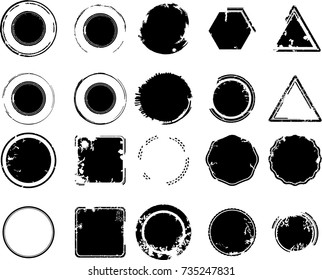 Grunge post Stamps Collection, Circles. Banners, Insignias , Logos, Icons, Labels and Badges Set . vector distress textures.blank shapes.