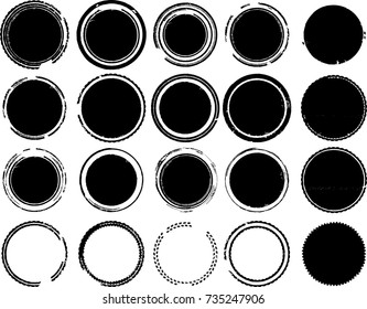 Grunge post Stamps Collection, Circles. Banners, Insignias , Logos, Icons, Labels and Badges Set . vector distress textures.blank shapes.