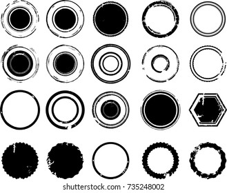 Grunge post Stamps Collection, Circles. Banners, Insignias , Logos, Icons, Labels and Badges Set . vector distress textures.blank shapes.