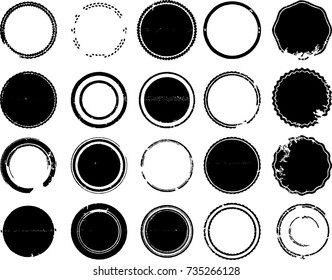 Grunge post Stamps Collection, Circles. Banners, Insignias , Logos, Icons, Labels and Badges Set . vector distress textures.blank shapes.