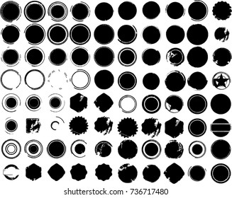 Grunge post Stamps Collection, Circles. Banners, Insignias , Logos, Icons, Labels and Badges Set . vector distress textures.blank shapes.