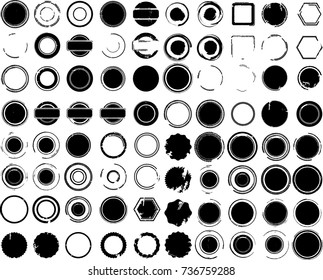 Grunge post Stamps Collection, Circles. Banners, Insignias , Logos, Icons, Labels and Badges Set . vector distress textures.blank shapes.