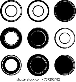 Grunge post Stamps Collection, Circles. Banners, Insignias , Logos, Icons, Labels and Badges Set . vector distress textures.blank shapes.