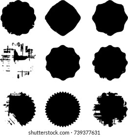 Grunge post Stamps Collection, Circles. Banners, Insignias , Logos, Icons, Labels and Badges Set . vector distress textures.blank shapes.