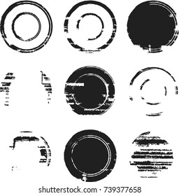 Grunge post Stamps Collection, Circles. Banners, Insignias , Logos, Icons, Labels and Badges Set . vector distress textures.blank shapes.