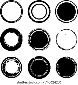 Grunge post Stamps Collection, Circles. Banners, Insignias , Logos, Icons, Labels and Badges Set . vector distress textures.blank shapes.