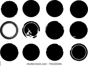 Grunge post Stamps Collection, Circles. Banners, Insignias , Logos, Icons, Labels and Badges Set . vector distress textures.blank shapes.