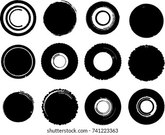 Grunge post Stamps Collection, Circles. Banners, Insignias , Logos, Icons, Labels and Badges Set . vector distress textures.blank shapes.