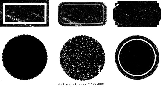 Grunge post Stamps Collection, Circles. Banners, Insignias , Logos, Icons, Labels and Badges Set . vector distress textures.blank shapes.