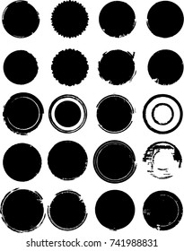 Grunge post Stamps Collection, Circles. Banners, Insignias , Logos, Icons, Labels and Badges Set . vector distress textures.blank shapes.