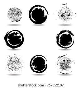 Grunge post Stamps Collection, Circles. Banners, Insignias , Logos, Icons, Labels and Badges Set . vector distress textures.blank shapes.
