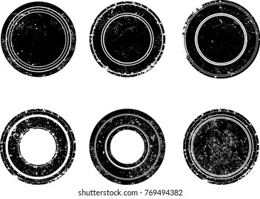 Grunge post Stamps Collection, Circles. Banners, Insignias , Logos, Icons, Labels and Badges Set . vector distress textures.blank shapes.