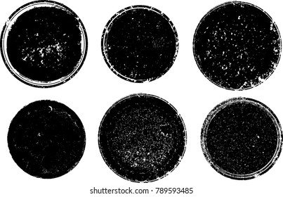 Grunge post Stamps Collection, Circles. Banners, Insignias , Logos, Icons, Labels and Badges Set . vector distress textures.blank shapes.