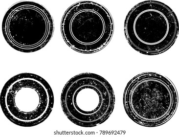 Grunge post Stamps Collection, Circles. Banners, Insignias , Logos, Icons, Labels and Badges Set . vector distress textures.blank shapes.