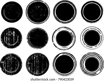 Grunge post Stamps Collection, Circles. Banners, Insignias , Logos, Icons, Labels and Badges Set . vector distress textures.blank shapes.