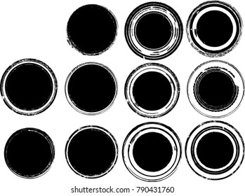 Grunge post Stamps Collection, Circles. Banners, Insignias , Logos, Icons, Labels and Badges Set . vector distress textures.blank shapes.