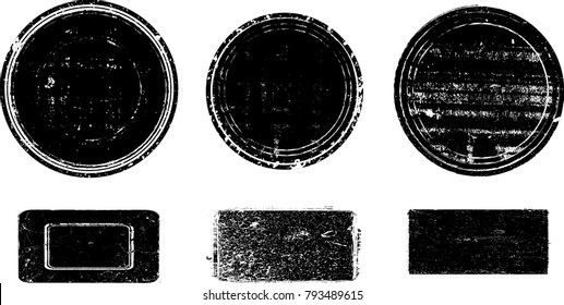 Grunge post Stamps Collection, Circles. Banners, Insignias , Logos, Icons, Labels and Badges Set . vector distress textures.blank shapes.