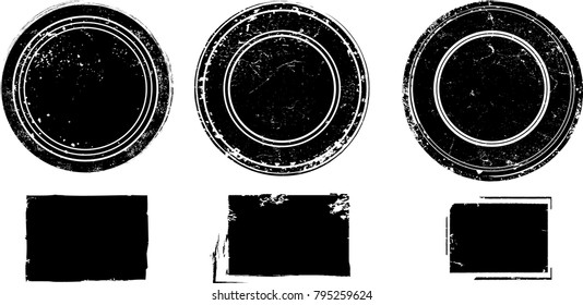 Grunge post Stamps Collection, Circles. Banners, Insignias , Logos, Icons, Labels and Badges Set . vector distress textures.blank shapes.