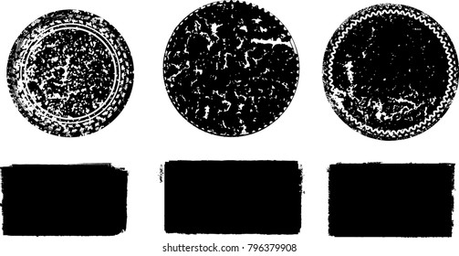 Grunge post Stamps Collection, Circles. Banners, Insignias , Logos, Icons, Labels and Badges Set . vector distress textures.blank shapes.