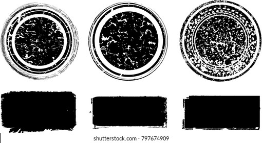 Grunge post Stamps Collection, Circles. Banners, Insignias , Logos, Icons, Labels and Badges Set . vector distress textures.blank shapes.