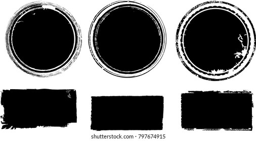 Grunge post Stamps Collection, Circles. Banners, Insignias , Logos, Icons, Labels and Badges Set . vector distress textures.blank shapes.
