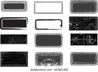 Grunge post Stamps Collection, Rectangles, squares, frames . . Banners, Insignias , Logos, Icons, Labels and Badges Set . vector distress textures.blank shapes.