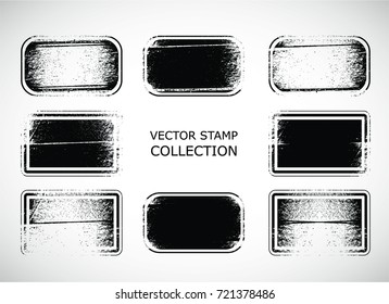 Grunge post Stamps Collection, rectangles. Banners, Insignias , Logos, Icons, Labels and Badges Set . vector distress textures.blank shapes.