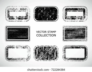 Grunge post Stamps Collection, rectangles. Banners, Insignias , Logos, Icons, Labels and Badges Set . vector distress textures.blank shapes.