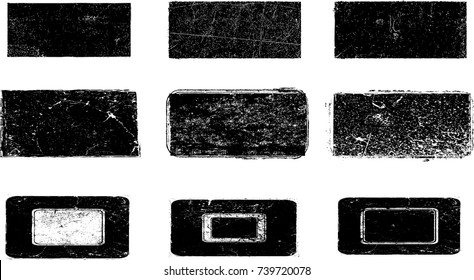 Grunge post Stamps Collection, rectangles. Banners, Insignias , Logos, Icons, Labels and Badges Set . vector distress textures.blank shapes.