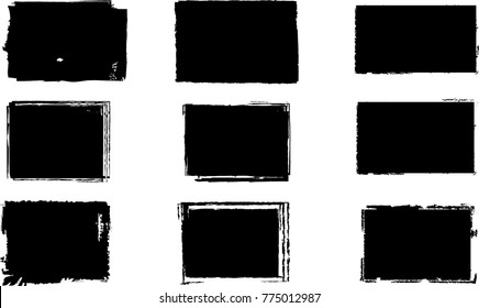 Grunge Post Stamps Collection, Rechtecke
. Banner, Insignien, Logos, Symbole, Labels und Badges Set . Vektorillustration Notress Texturen.leere Formen.